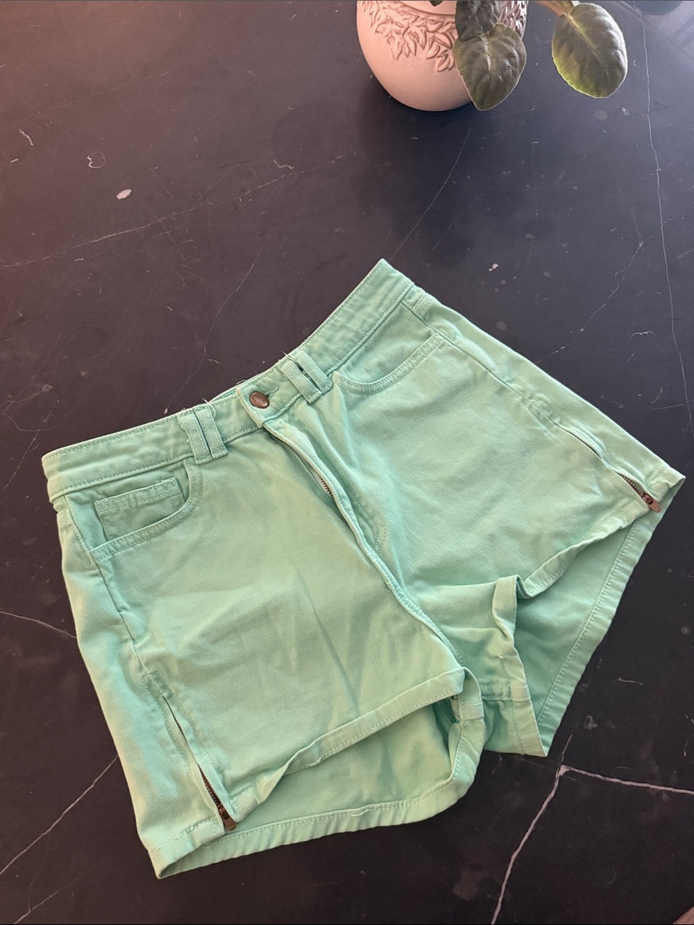High-Waist Women's Mint Green Casual Shorts